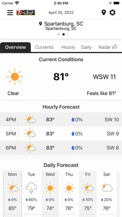 WSPA Weather应用截图