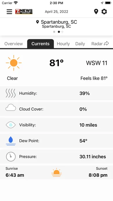 WSPA Weather应用截图