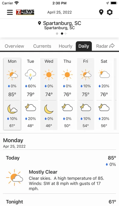 WSPA Weather应用截图