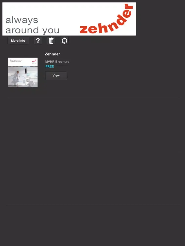 Capturas de pantalla de Zehnder Comfosystems iPad 