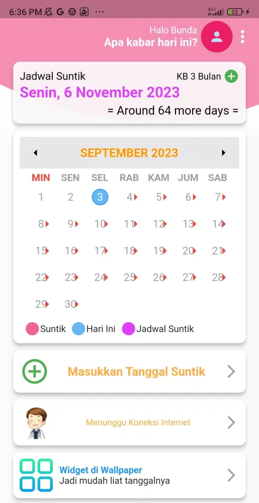 Screenshot di Kalender KB Suntik