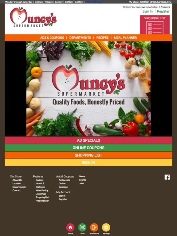 Ảnh chụp màn hình của Muncy's Supermarket iPad 