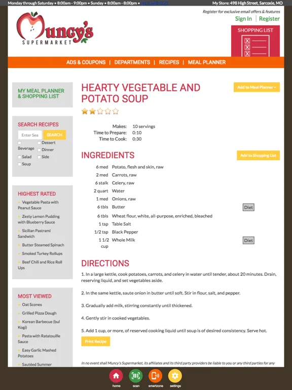 Ảnh chụp màn hình của Muncy's Supermarket iPad 