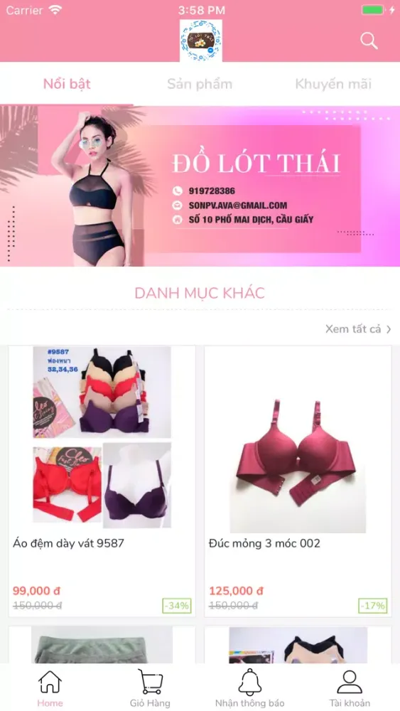 Capturas de tela do Đồ Lót Thái