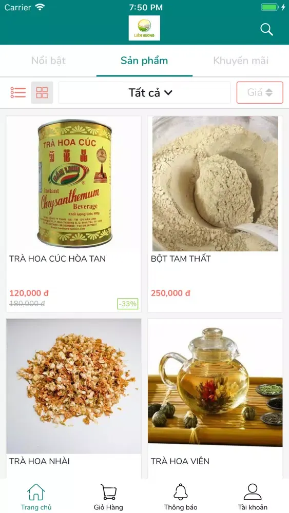 Tangkapan layar Trà Hoa Cúc Liên Hương