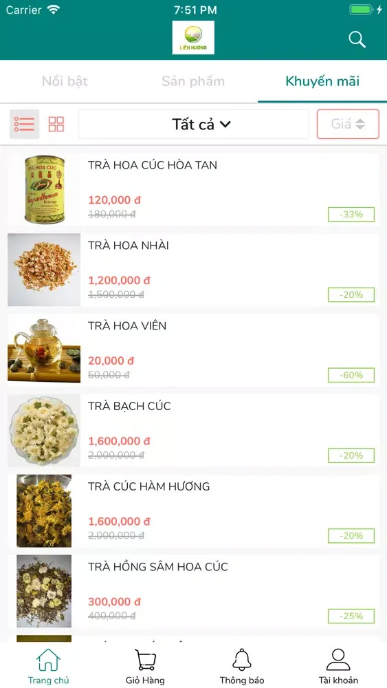 Tangkapan layar Trà Hoa Cúc Liên Hương