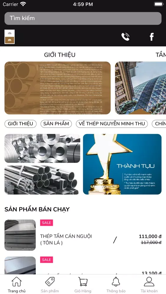 Capturas de tela do Siêu Thị thép Giá sỉ