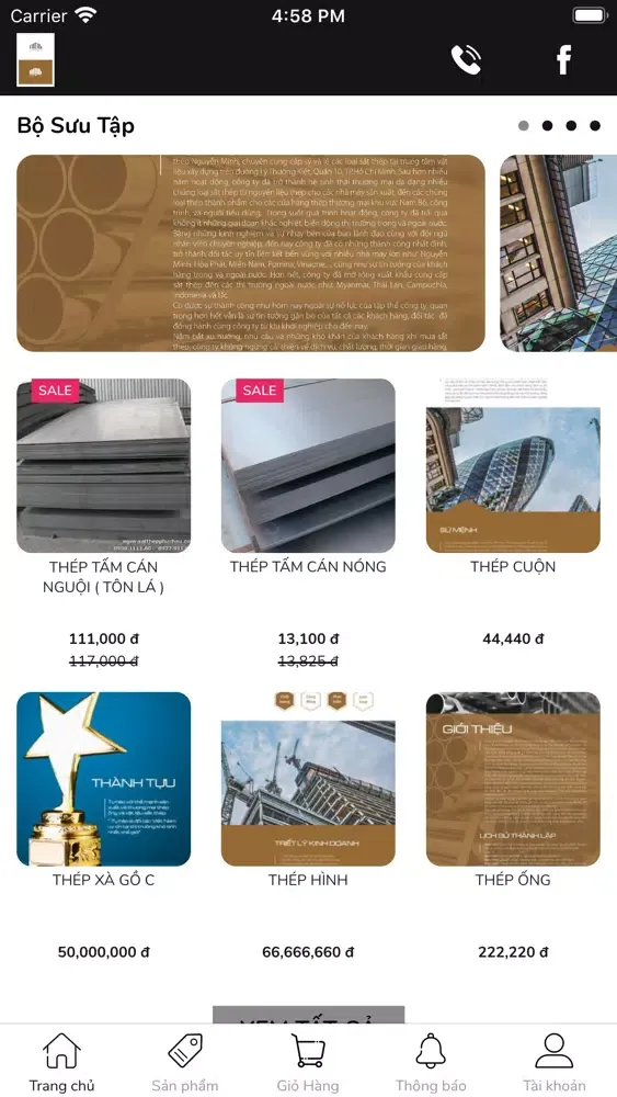 Capturas de tela do Siêu Thị thép Giá sỉ