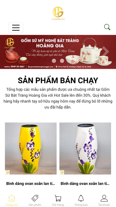 Tangkapan skrin GỐM SỨ HOÀNG GIA