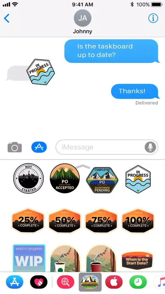 Capturas de tela do PM Agile Scrum Stickers