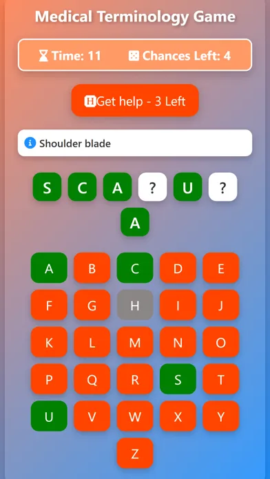 Medical Terminology Game Guess Screenshots
