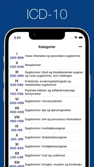 Capturas de pantalla de Diagnosekoder ICD-10