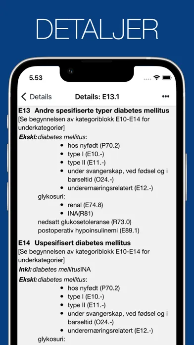 Capturas de pantalla de Diagnosekoder ICD-10