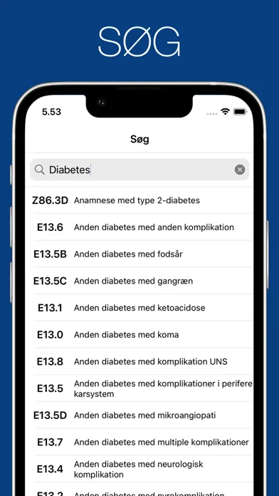 Capturas de pantalla de Diagnosekoder ICD-10