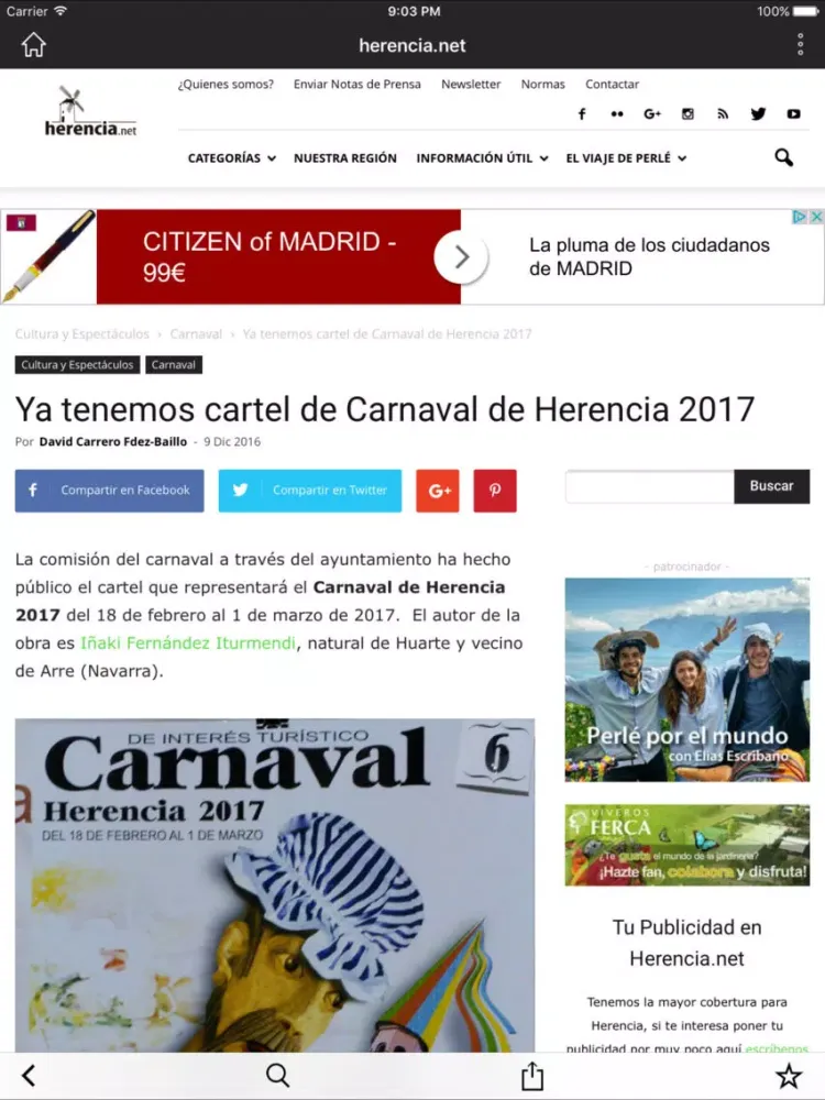 Capturas de tela do Herencia.net, diario de información de La Mancha iPad 
