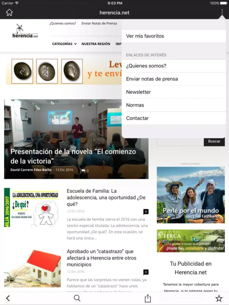 Capturas de tela do Herencia.net, diario de información de La Mancha iPad 
