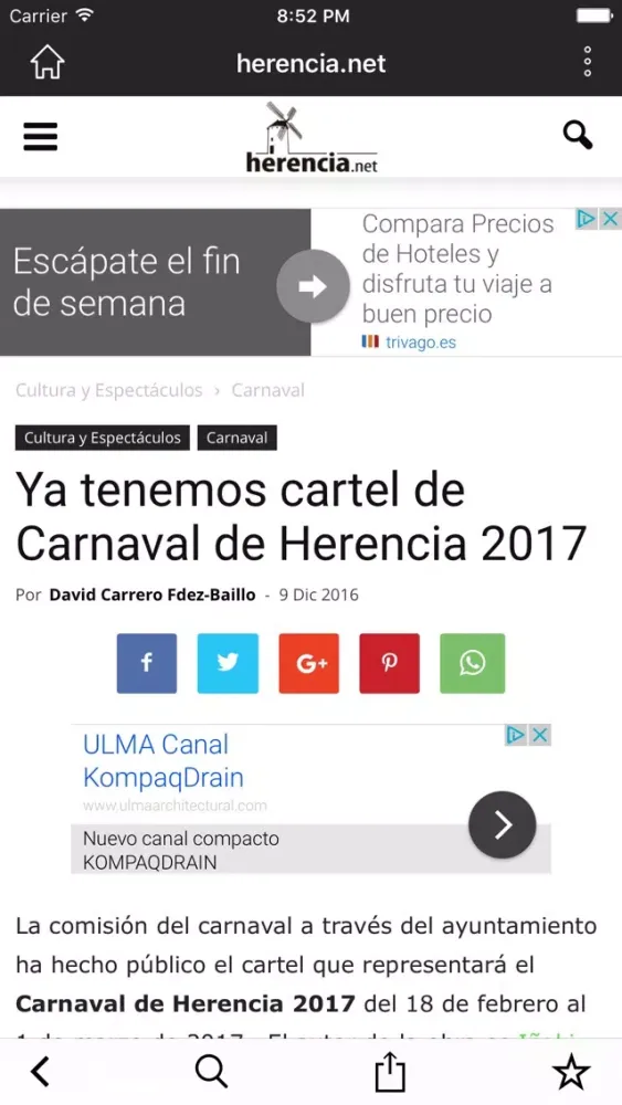Capturas de tela do Herencia.net, diario de información de La Mancha