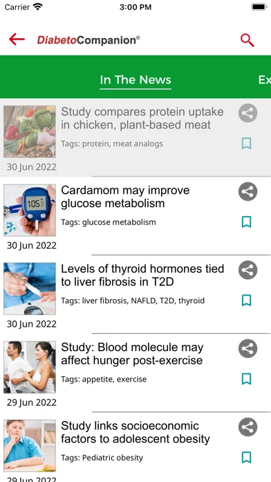 Capturas de tela do DiabetoCompanion