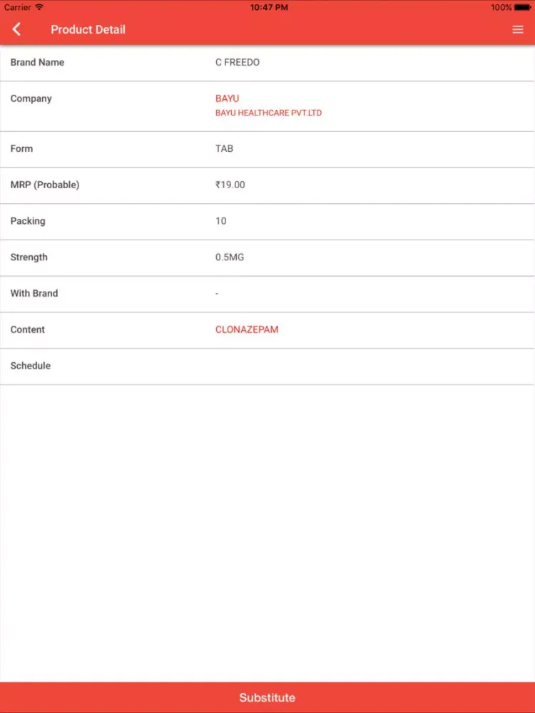 MedPocket Baroda iPad  स्क्रीनशॉट