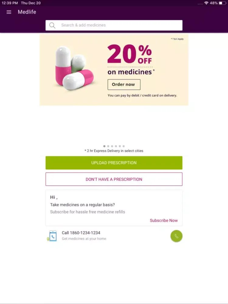 Medlife - Delivering Medicines iPad  স্ক্রিনশট