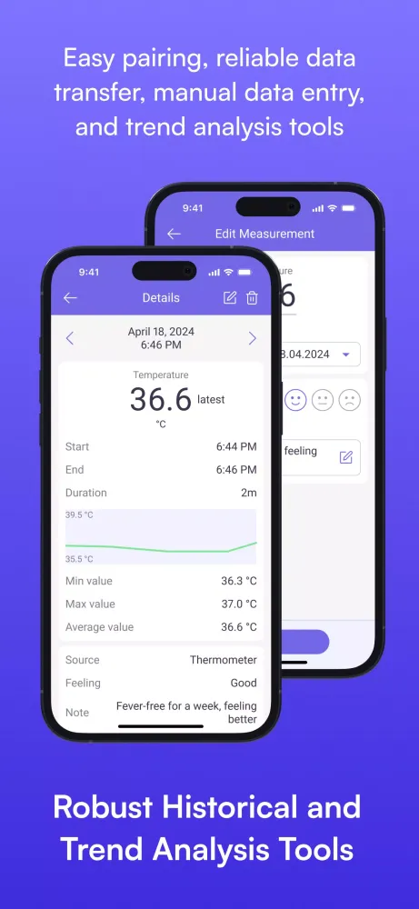 Body Temperature Tracking App Screenshots