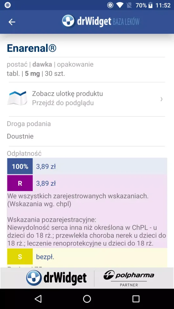 Zrzuty ekranu DrWidget Baza Leków