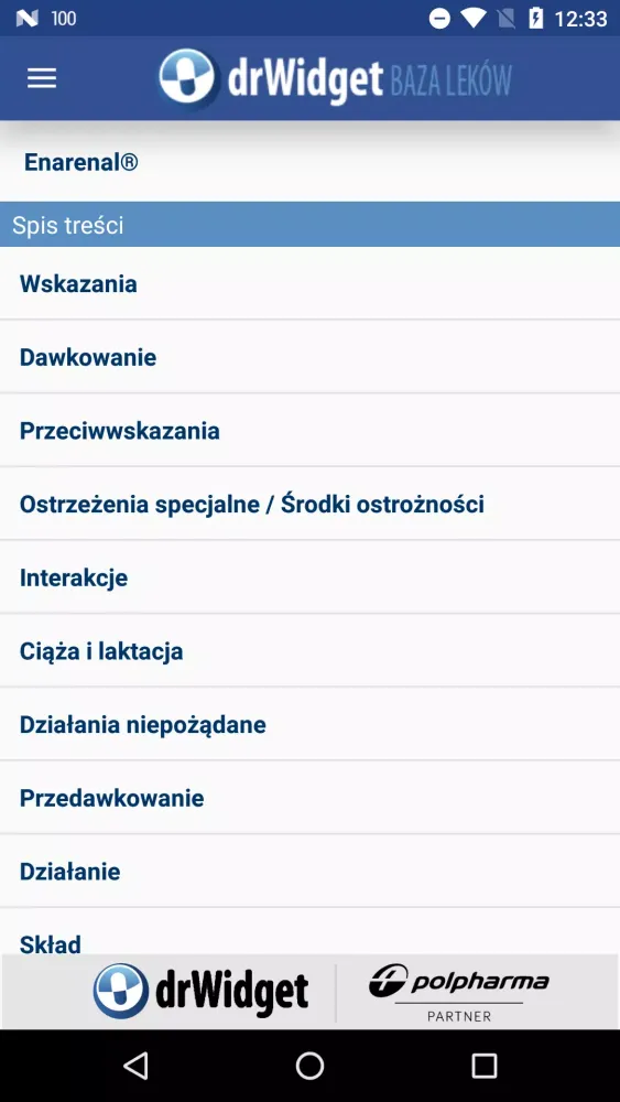 Zrzuty ekranu DrWidget Baza Leków