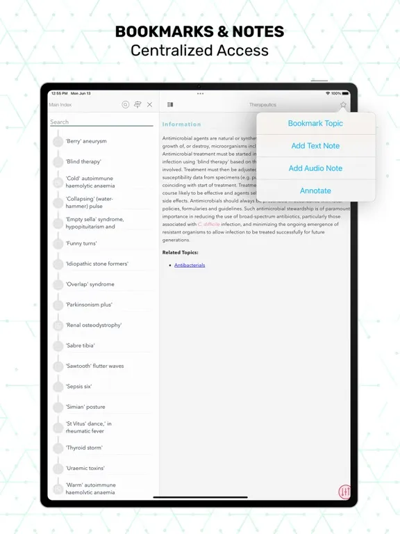 Capturas de tela do Essentials Clinical Medicine iPad 