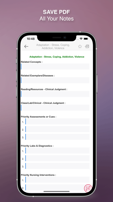 NurseThink® NoteBook Screenshots