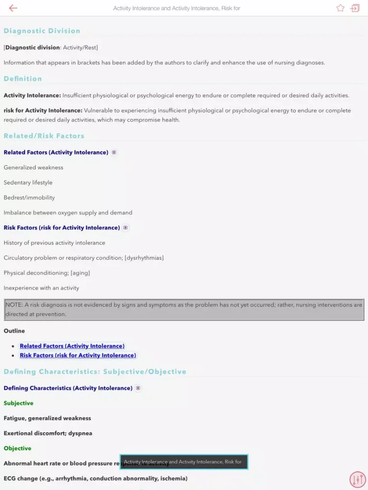 Zrzuty ekranu Nurse's Pocket Guide Diagnoses iPad 