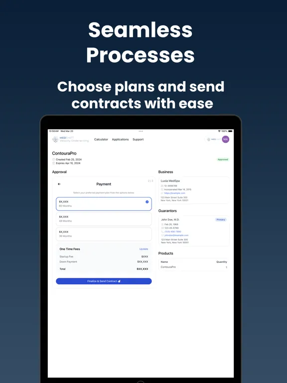 Capturas de tela do MedShift Velocity Underwriting iPad 