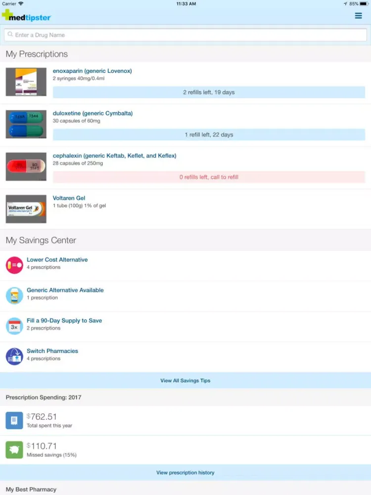 Tangkapan skrin Medtipster iPad 
