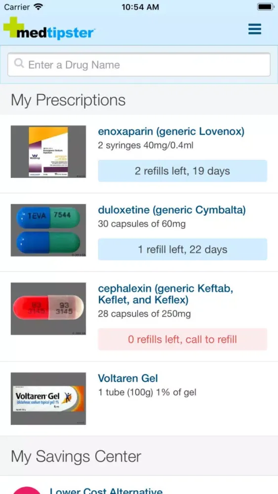 Tangkapan skrin Medtipster
