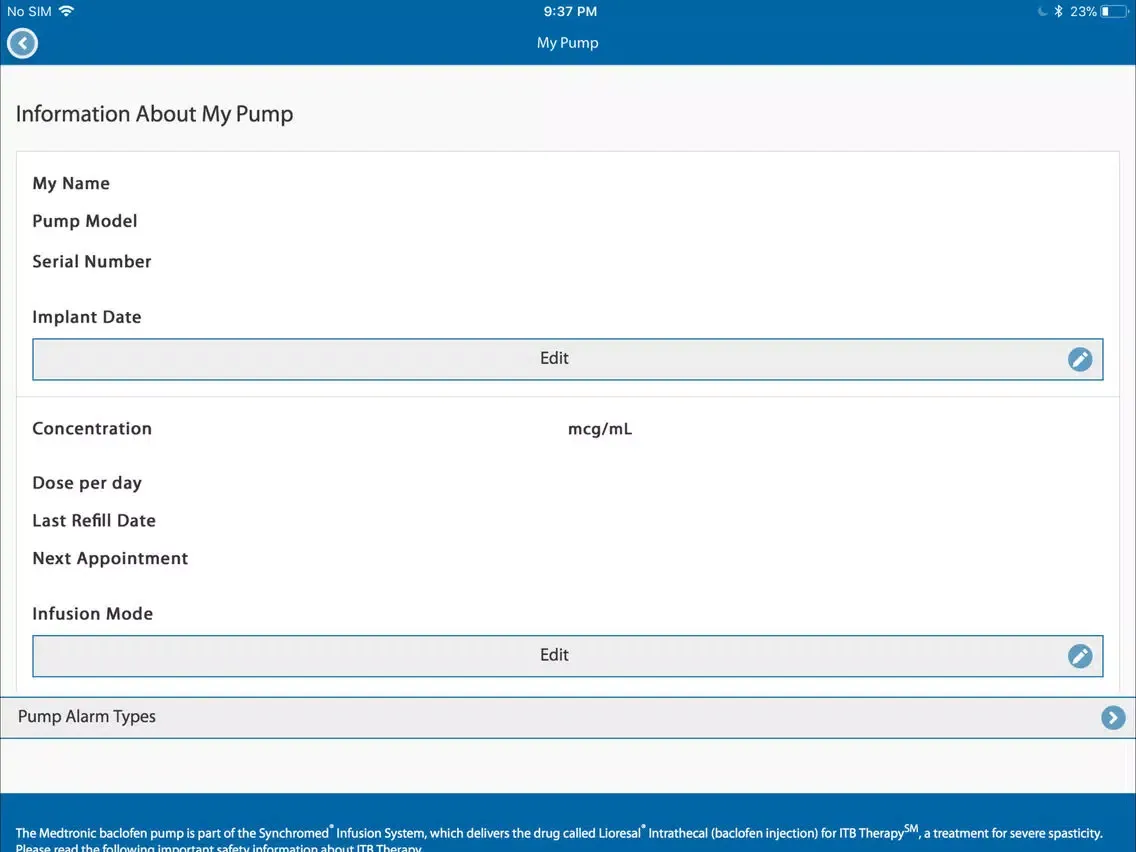 ภาพหน้าจอของ Pump Partner iPad