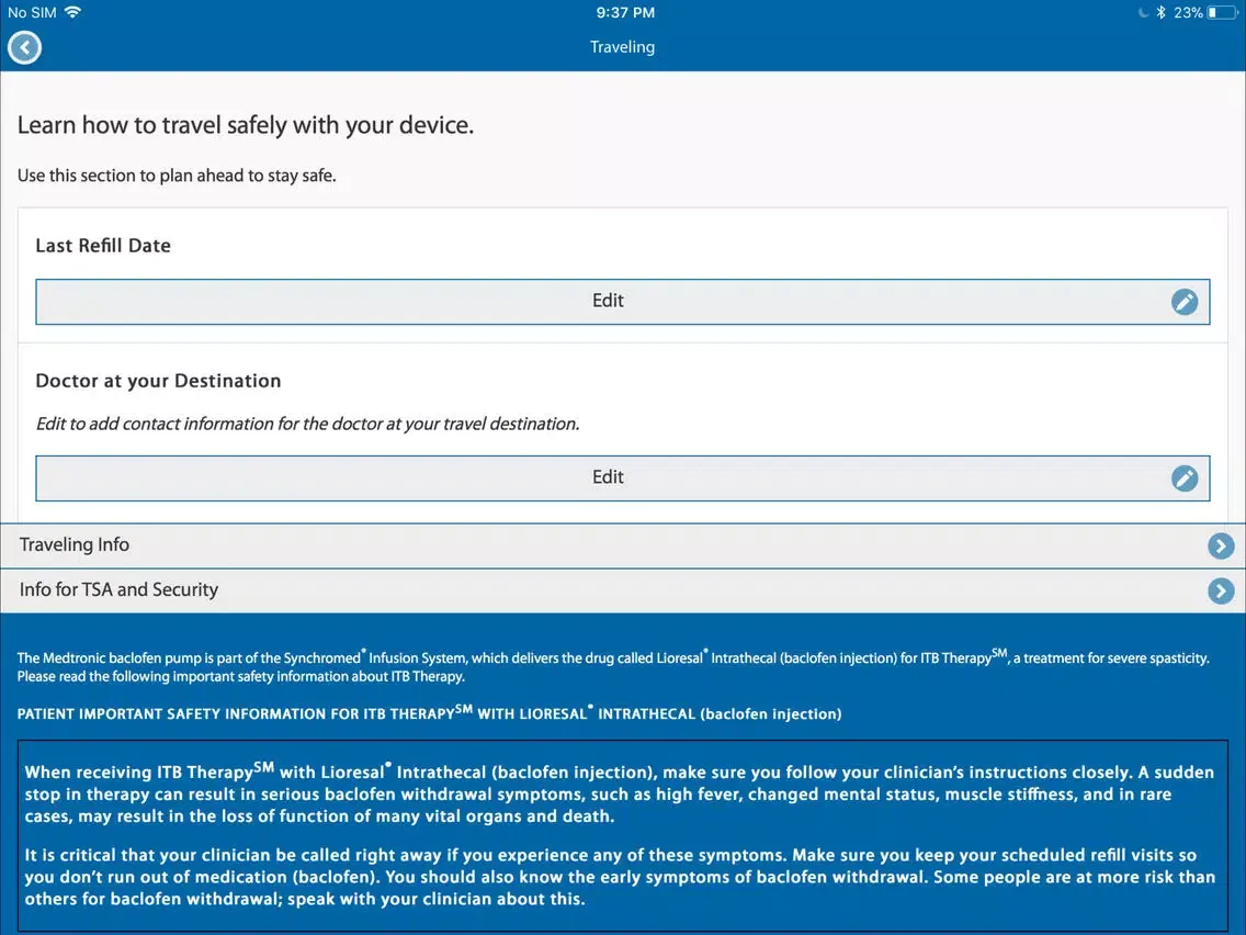 ภาพหน้าจอของ Pump Partner iPad