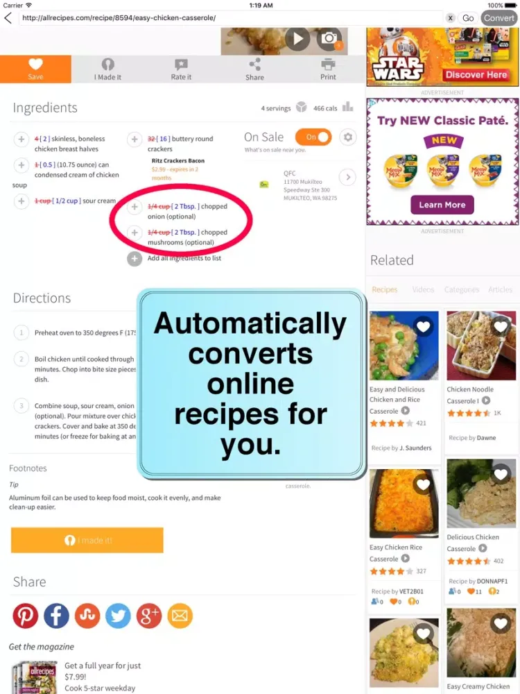 Tangkapan skrin Recipe Convert - Automatically convert recipes iPad 
