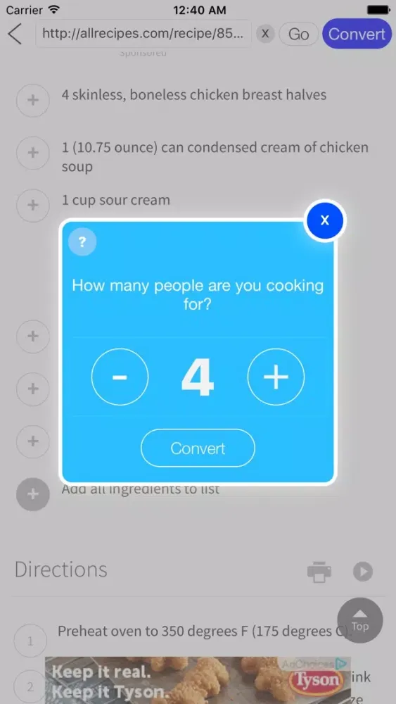 Tangkapan skrin Recipe Convert - Automatically convert recipes