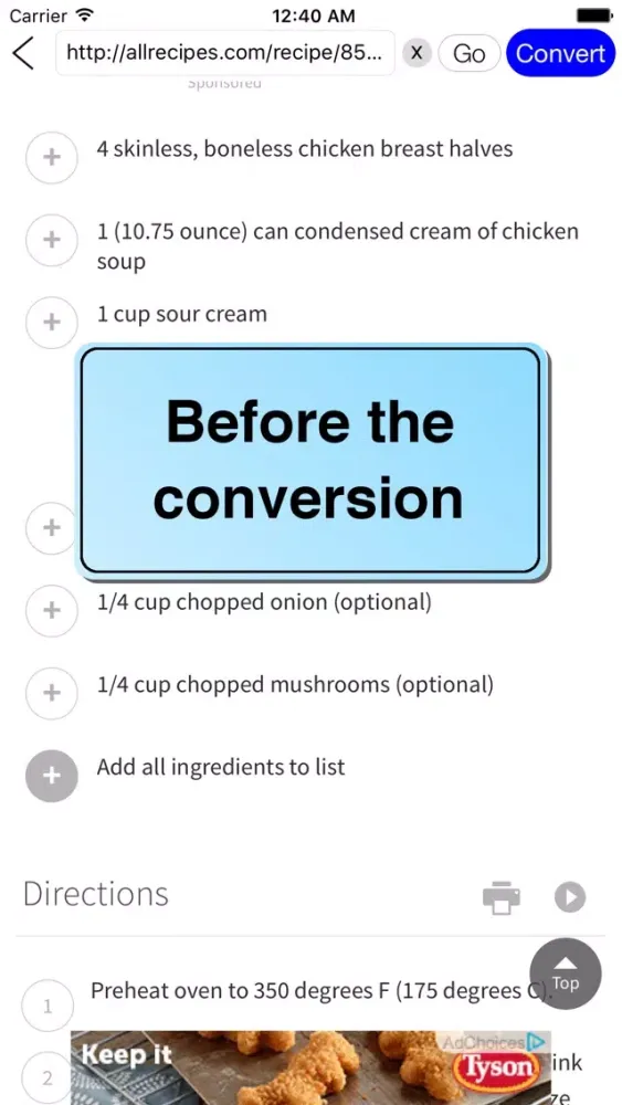 Tangkapan skrin Recipe Convert - Automatically convert recipes
