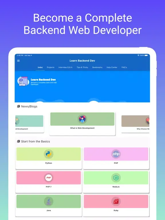 Learn Backend Development iPad  Screenshots