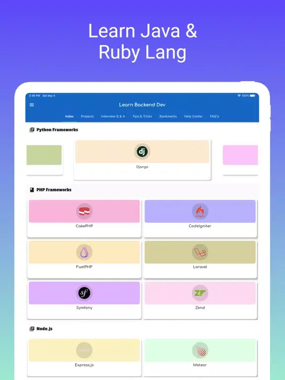 Learn Backend Development iPad  Screenshots