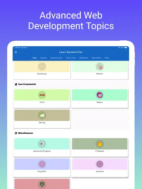Learn Backend Development iPad  Screenshots