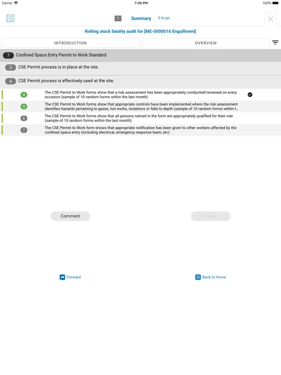 Ảnh chụp màn hình của Risk Management iPad 