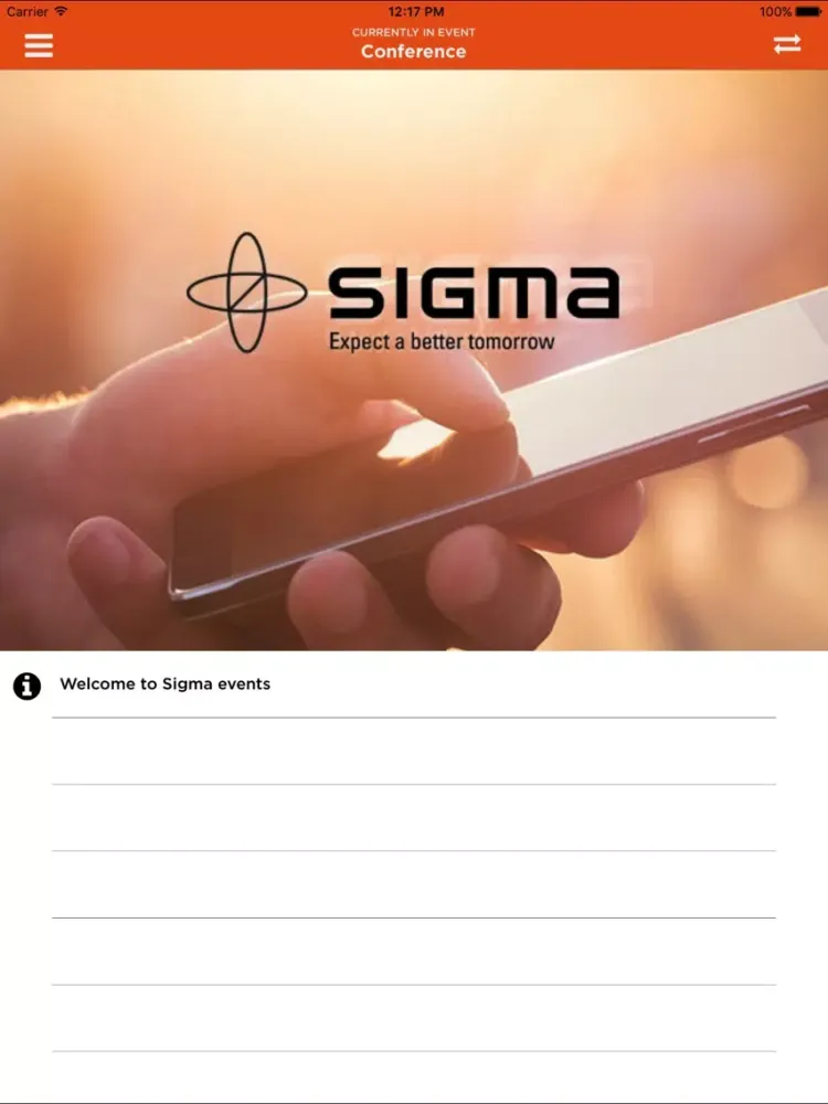 ภาพหน้าจอของ Sigma Events iPad 