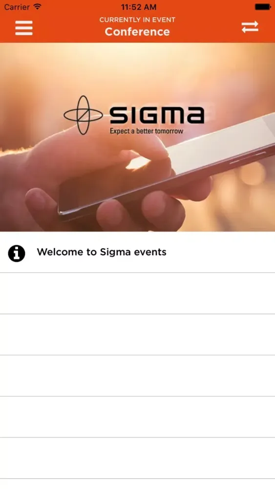 ภาพหน้าจอของ Sigma Events