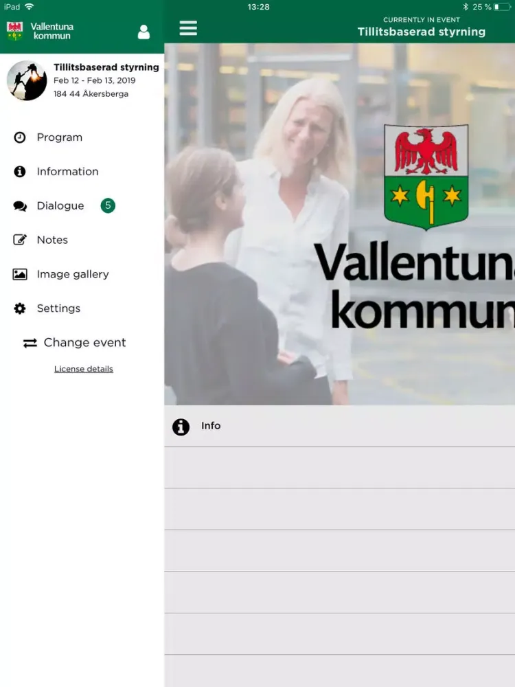 Capturas de tela do Vallentuna kommuns möten iPad 