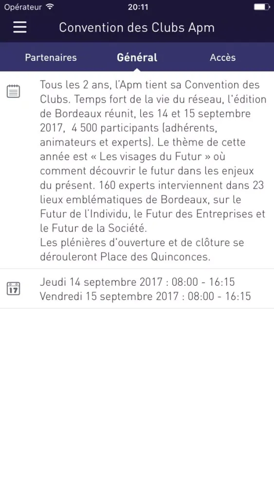 Captures d'écran de Convention APM 2017
