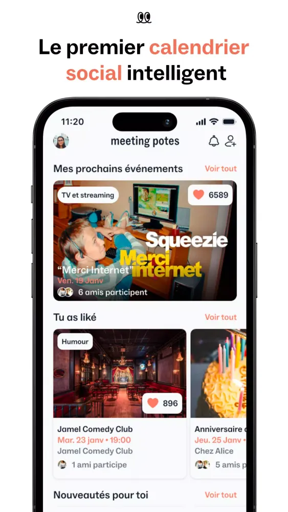 Captures d'écran de meeting potes: social calendar