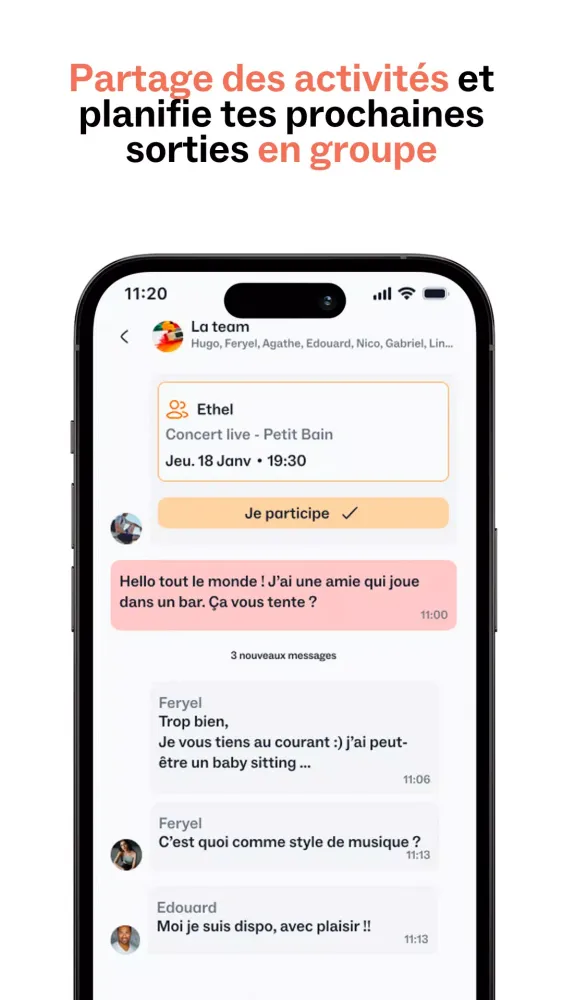 Captures d'écran de meeting potes: social calendar