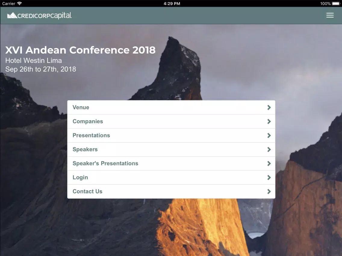 Credicorp XVI Andean iPad  Screenshots