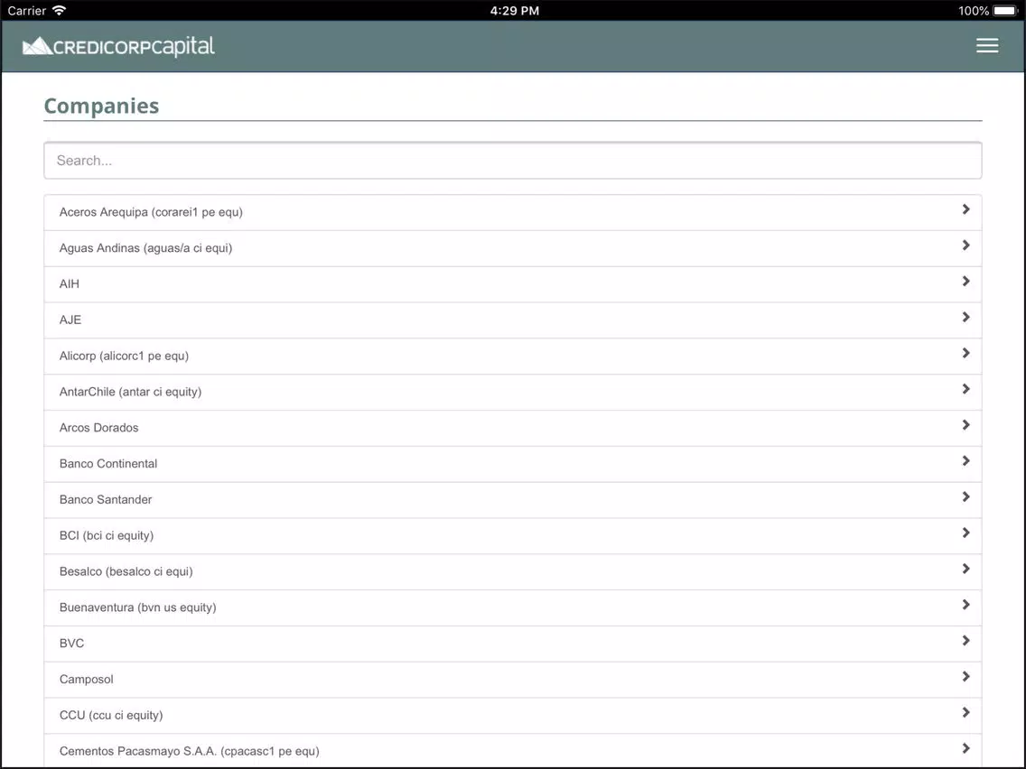 Credicorp XVI Andean iPad  Screenshots
